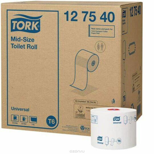 Туалетная бумага Tork Mid-size в миди рулонах 127540